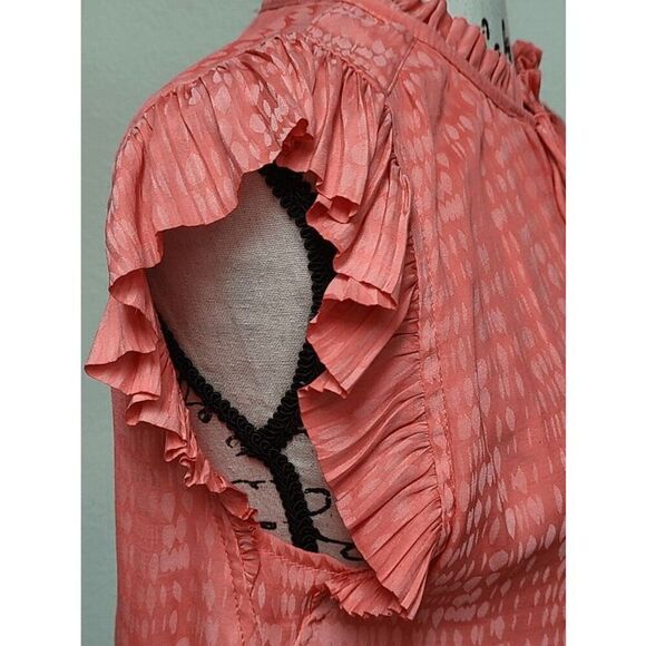 🧡 CURRENT AIR Maude Smocked Tiered Elastic Waist Orange Coral Mini Dress SIZE S - Picture 14 of 15